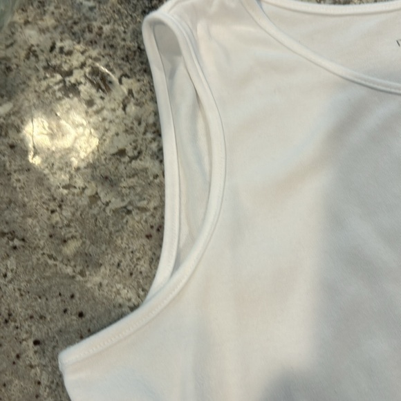 Blue soft see through material adding in white tank to wear under blouse - Picture 6 of 8